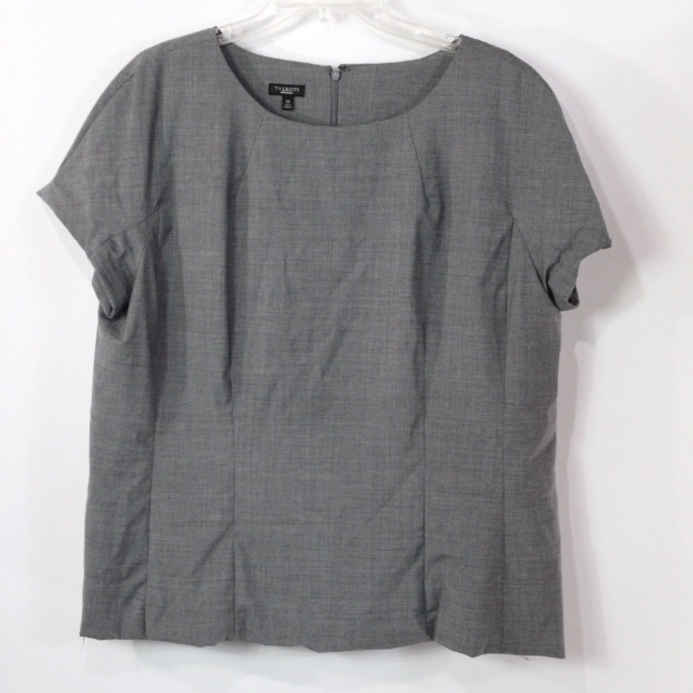Talbots Gray Wool Short Sleeve Career Top Size 20